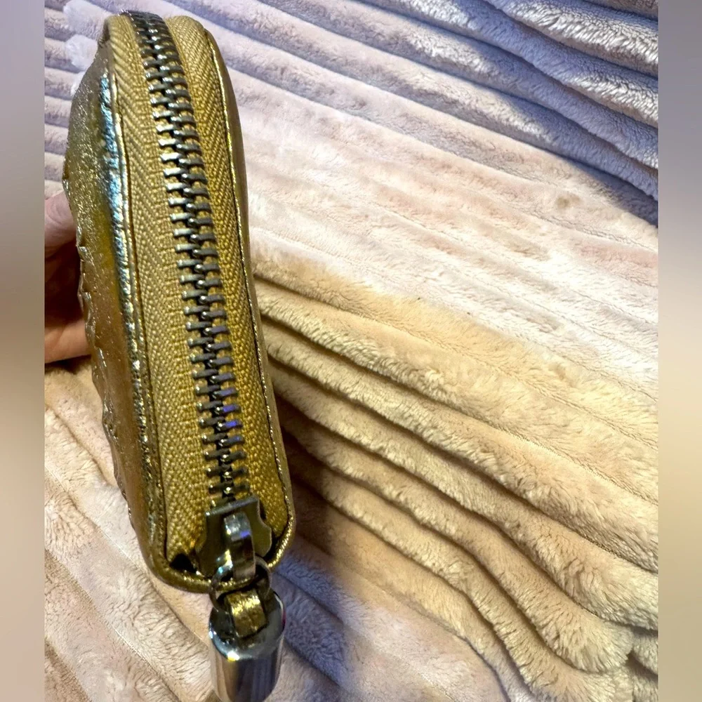 Jimmy Choo Long Wallet Filipa Star-Embossed Gold Metallic Authentic Discontinued - Picture 5 of 11